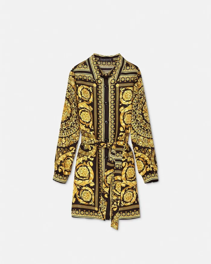 Dresses Kids Versace Barocco Silk Dress Blackprint