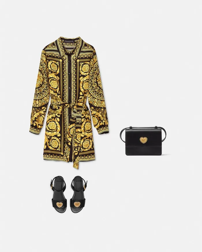 Dresses Kids Versace Barocco Silk Dress Blackprint