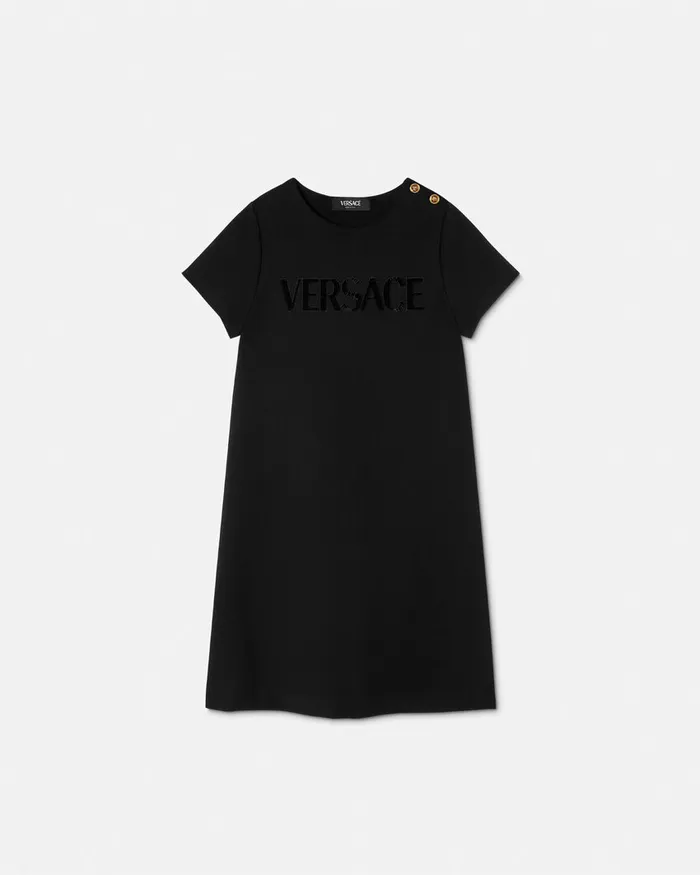 Dresses Kids Versace Embellished Logo Dress Black