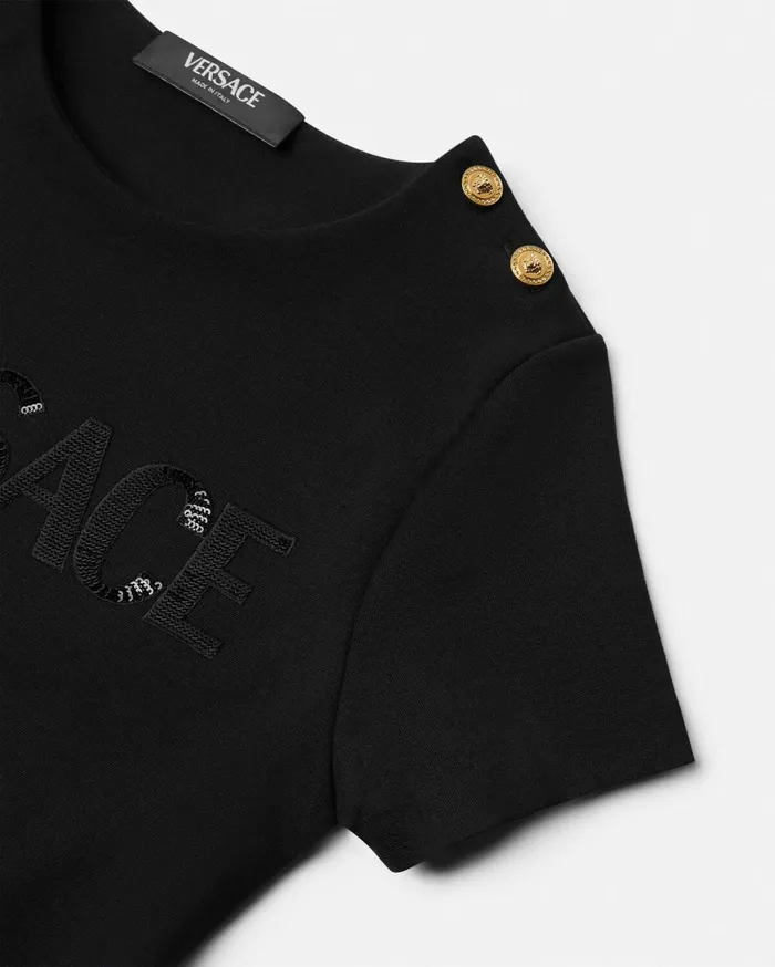Dresses Kids Versace Embellished Logo Dress Black