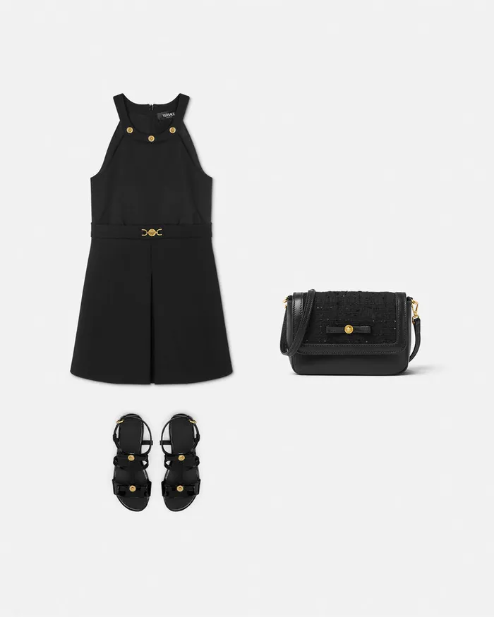 Dresses Kids Versace Medusa 03995 Pleated Dress Black