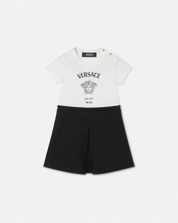 Dresses Kids Versace Medusa Milano Baby TShirt Dress Blackwhite