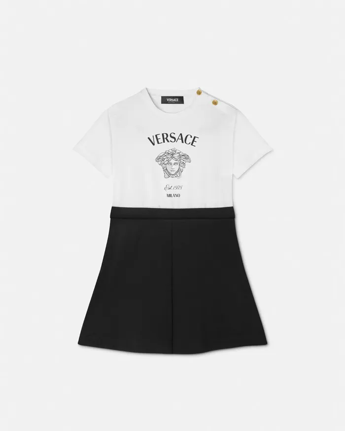 Dresses Kids Versace Medusa Milano TShirt Dress Blackwhite