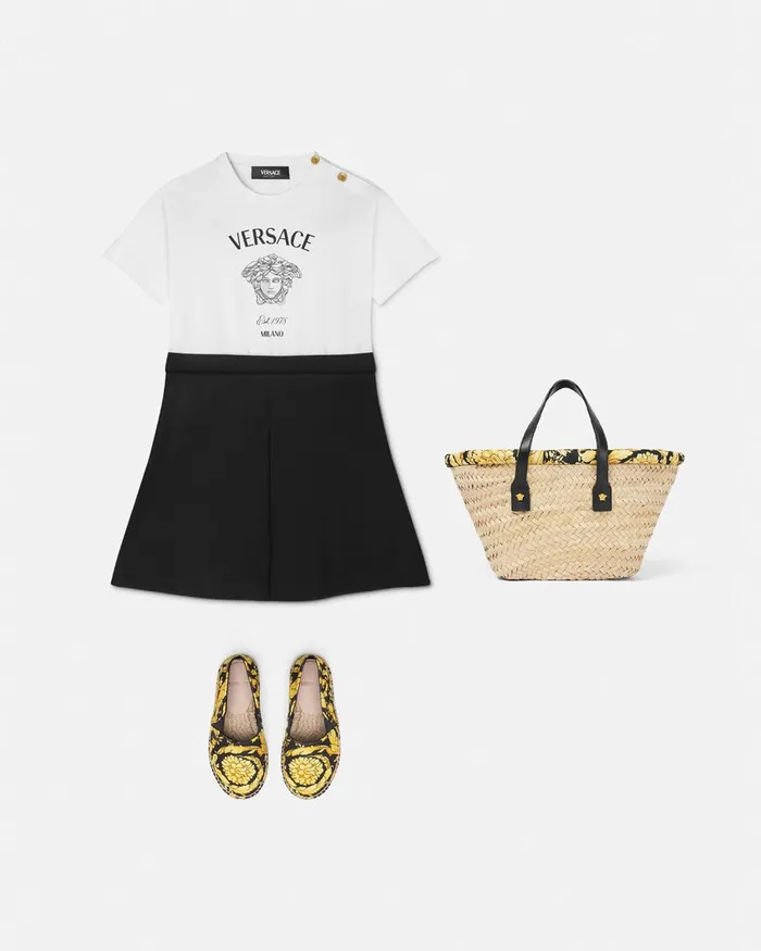Dresses Kids Versace Medusa Milano TShirt Dress Blackwhite