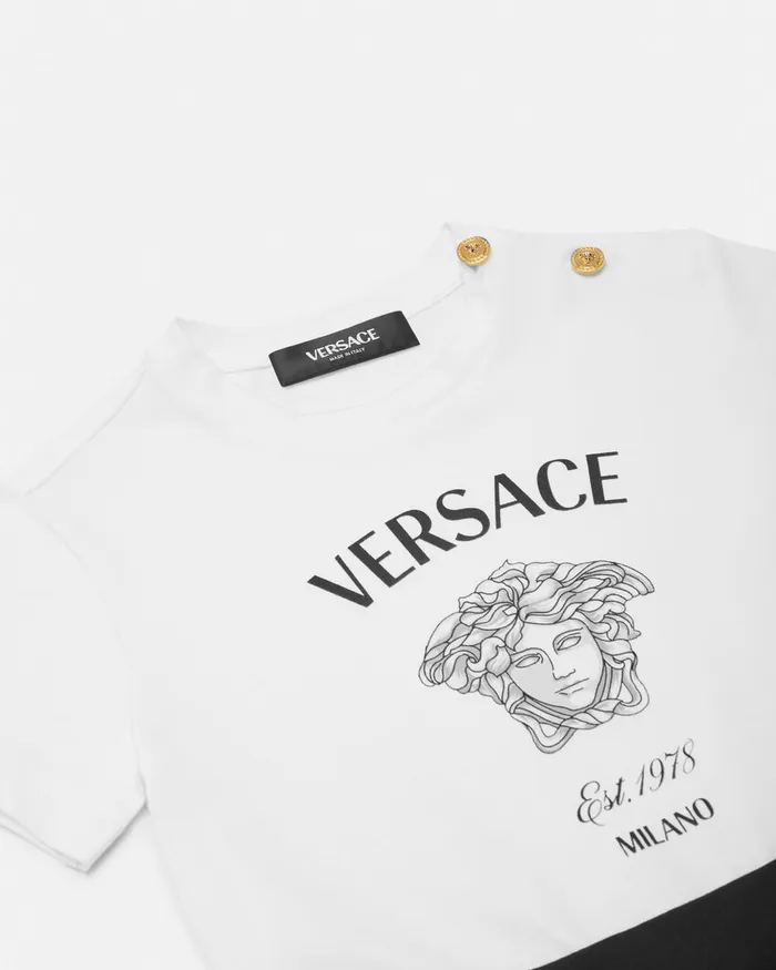Dresses Kids Versace Medusa Milano TShirt Dress Blackwhite