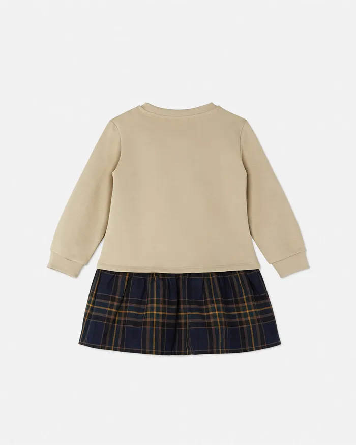 Dresses Kids Versace Tartan Love Teddy Sweatshirt Dress Bluebeige