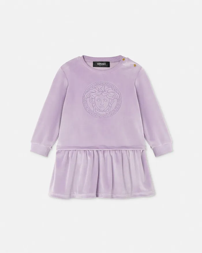 Dresses Kids Versace Velvet Medusa Baby Dress Lilac