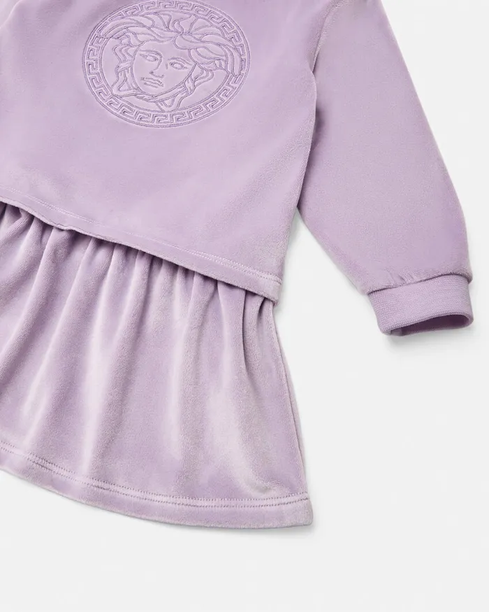 Dresses Kids Versace Velvet Medusa Baby Dress Lilac
