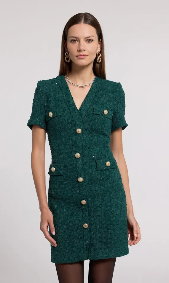Dresses Women Generation Love Clothing Anne Tweed Dress Forest