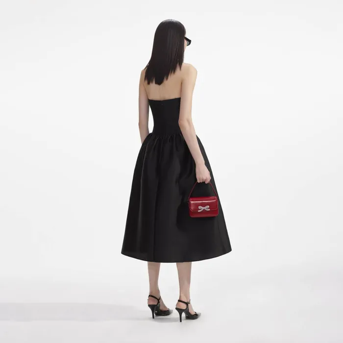 Dresses Women Self Portrait Black Taffeta Midi Dress