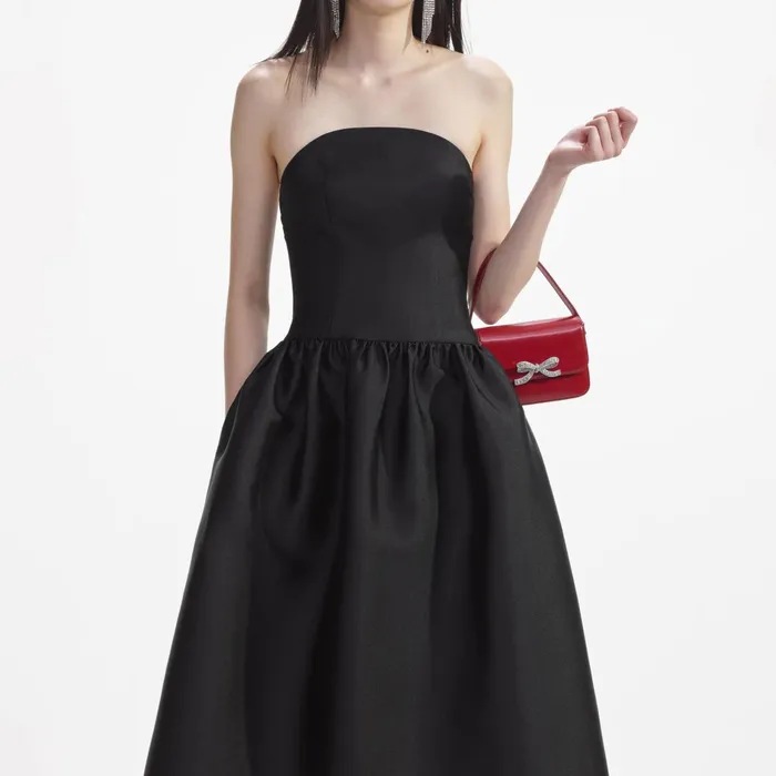 Dresses Women Self Portrait Black Taffeta Midi Dress