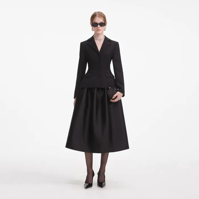 Dresses Women Self Portrait Black Tailored Midi Dress