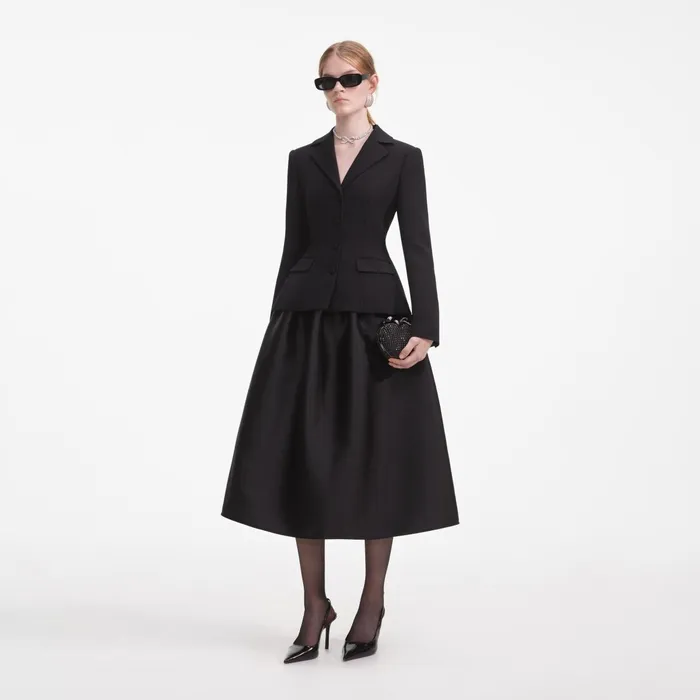 Dresses Women Self Portrait Black Tailored Midi Dress