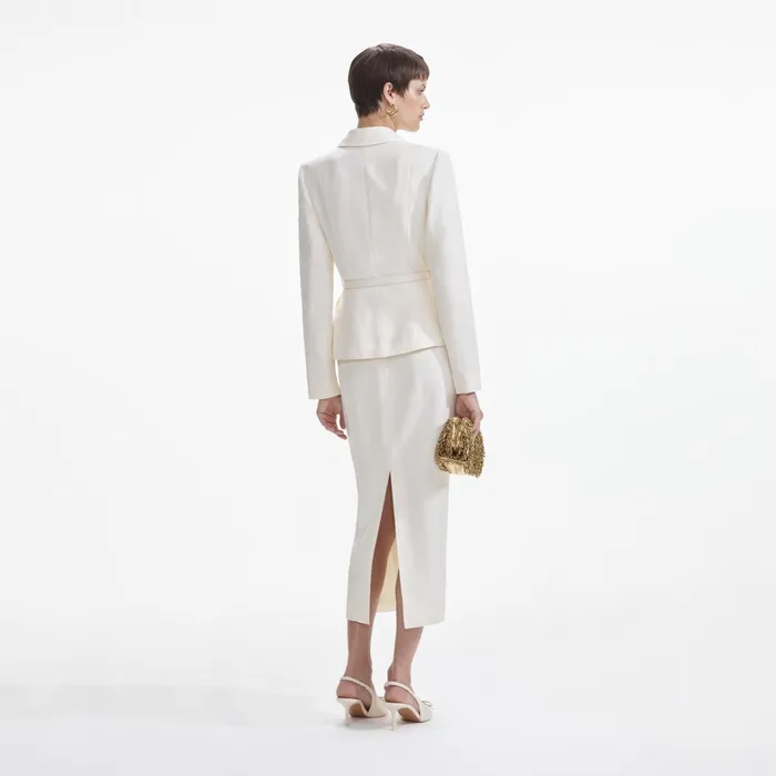 Dresses Women Self Portrait Cream Linen Tailored Midi Dress