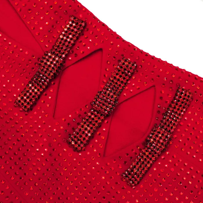 Dresses Women Self Portrait Red Rhinestone Crepe Maxi Dress