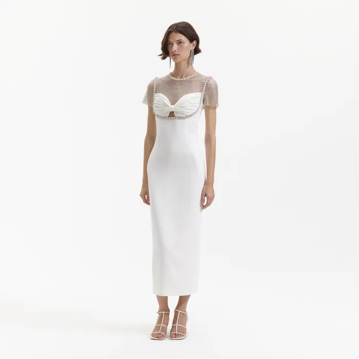 Dresses Women Self Portrait White Diamante Crepe Midi Dress White