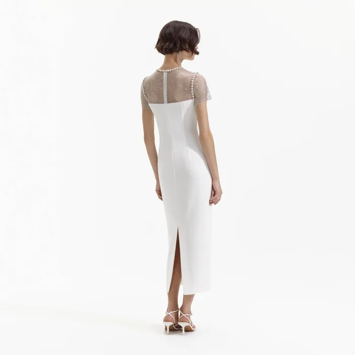Dresses Women Self Portrait White Diamante Crepe Midi Dress White