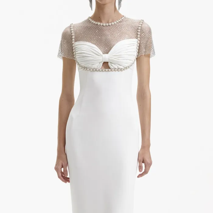 Dresses Women Self Portrait White Diamante Crepe Midi Dress White