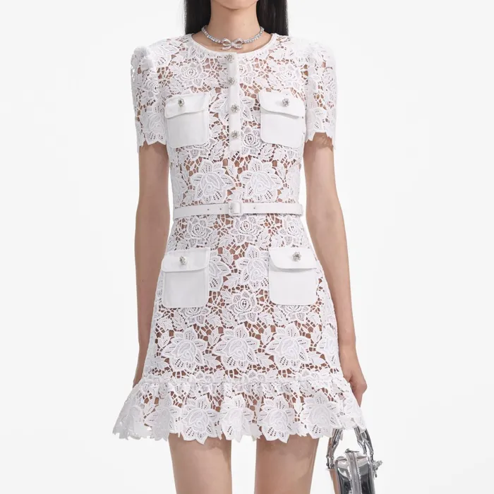 Dresses Women Self Portrait White Lace Mini Dress