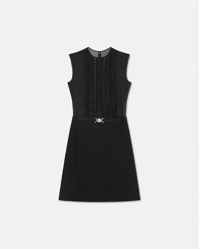 Dresses Women Versace ALine Silk Georgette Mini Dress Black