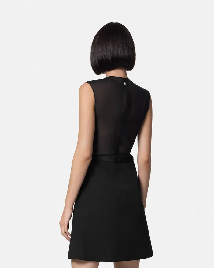 Dresses Women Versace ALine Silk Georgette Mini Dress Black