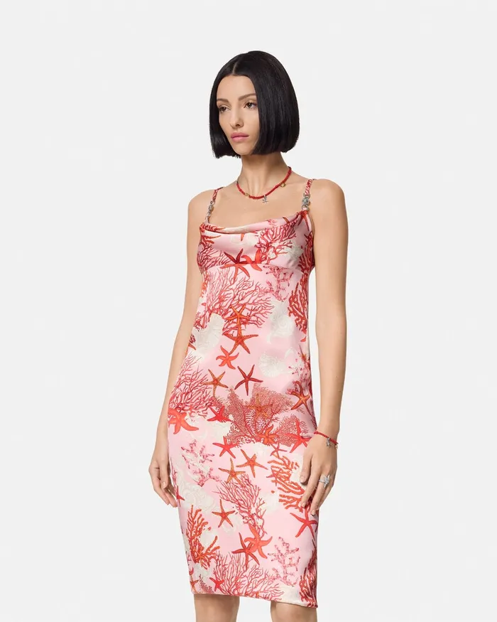 Dresses Women Versace Barocco Sea Silk Slip Mini Dress Pinkprint
