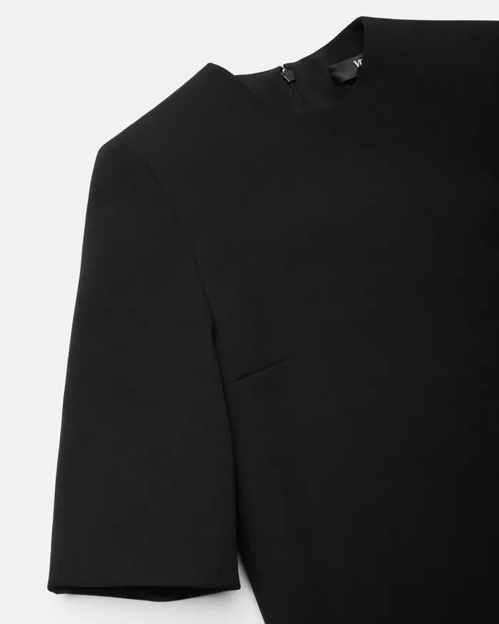 Dresses Women Versace Wool Gabardine Shift Mini Dress Black