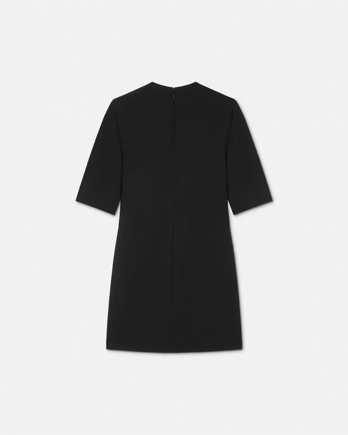 Dresses Women Versace Wool Gabardine Shift Mini Dress Black