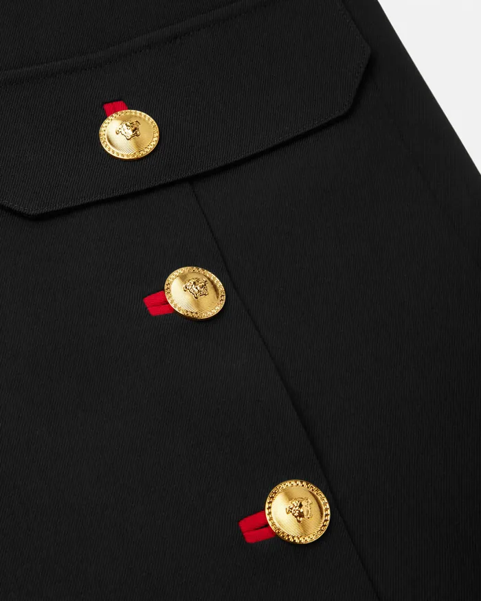 Dresses Women Versace Wool Gabardine Shift Mini Dress Black