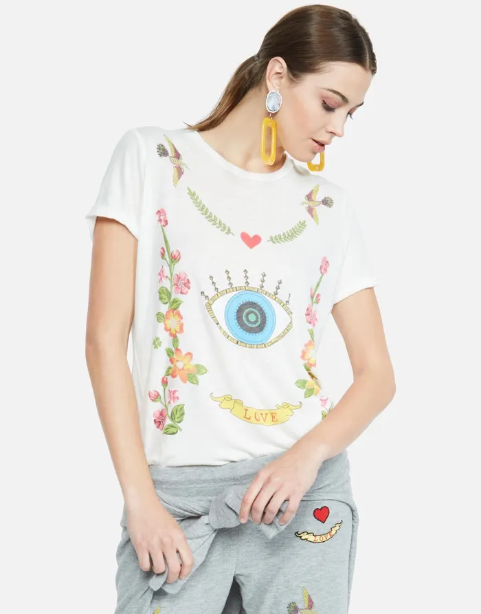 Edda Floral Eye Love Milk Women039s Lauren Moshi Short Sleeve
