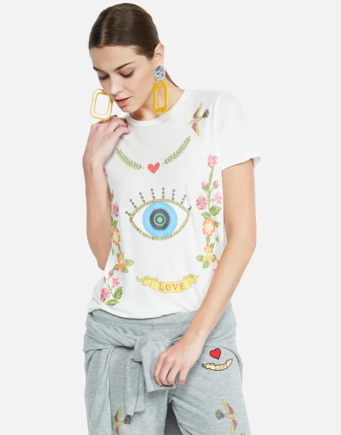 Edda Floral Eye Love Milk Women039s Lauren Moshi Short Sleeve