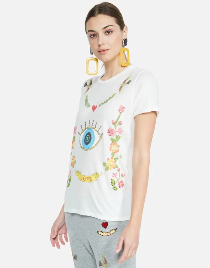 Edda Floral Eye Love Milk Women039s Lauren Moshi Short Sleeve