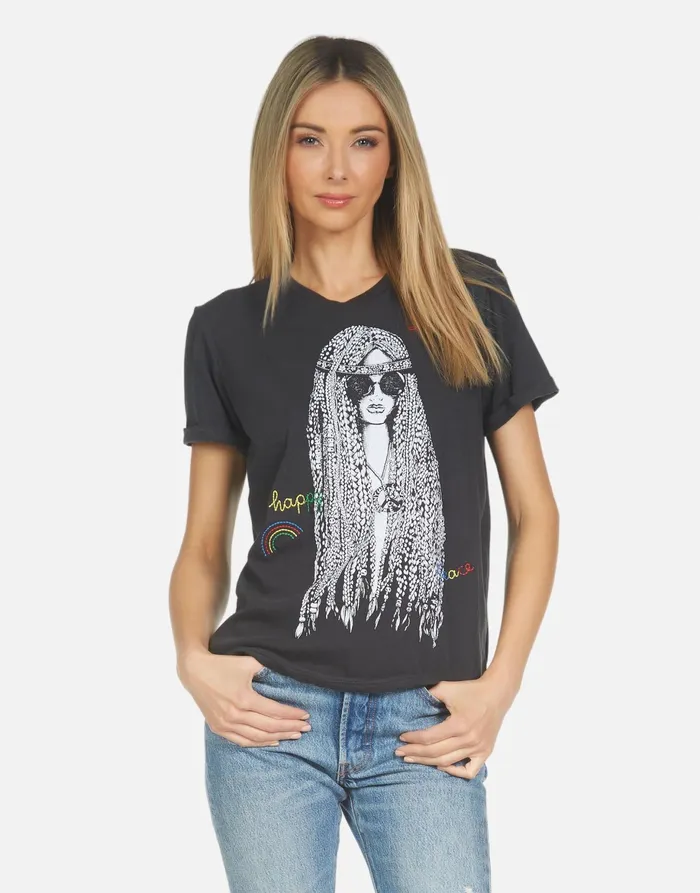 Edda Hippie Girl Onyx Women039s Lauren Moshi Short Sleeve