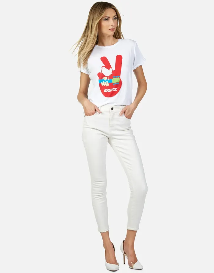 Edda Woodstock Peace White Women039s Lauren Moshi Short Sleeve