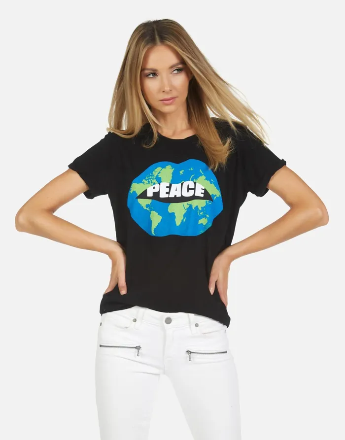 Edda Worlds Peace Lips Black Women039s Lauren Moshi Short Sleeve