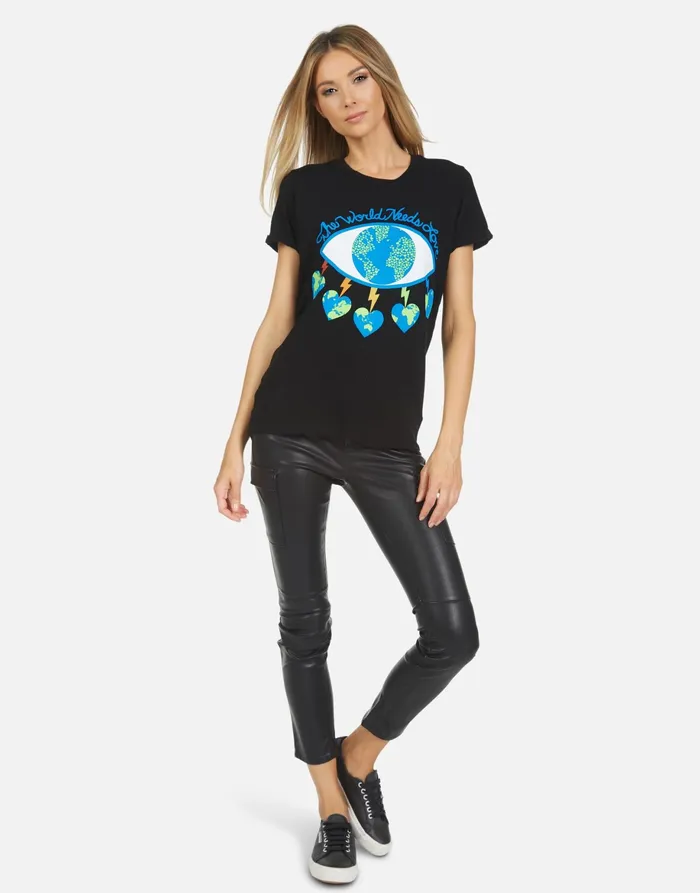 Edda Worlds Peace Lips Black Women039s Lauren Moshi Short Sleeve