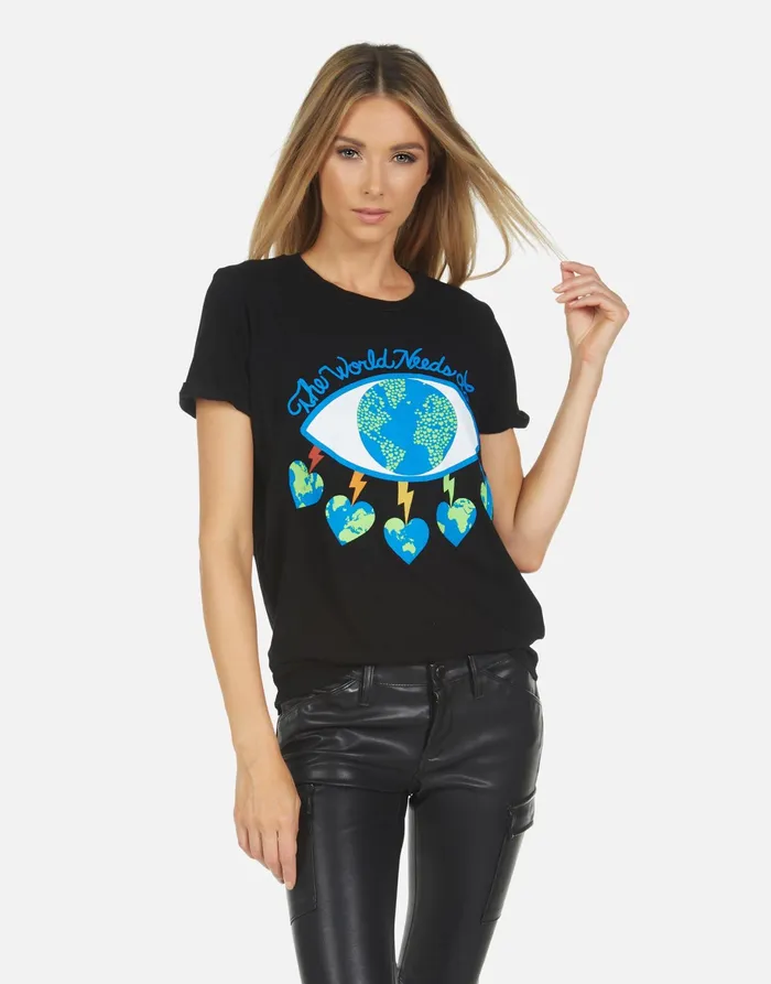Edda Worlds Peace Lips Black Women039s Lauren Moshi Short Sleeve