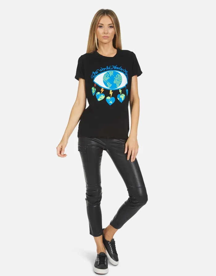Edda Worlds Peace Lips Black Women039s Lauren Moshi Short Sleeve