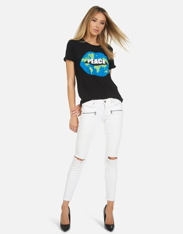Edda Worlds Peace Lips Black Women039s Lauren Moshi Short Sleeve