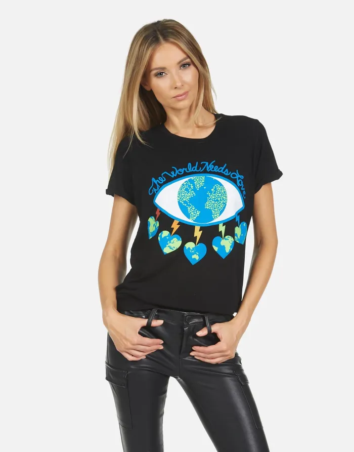 Edda Worlds Peace Lips Black Women039s Lauren Moshi Short Sleeve