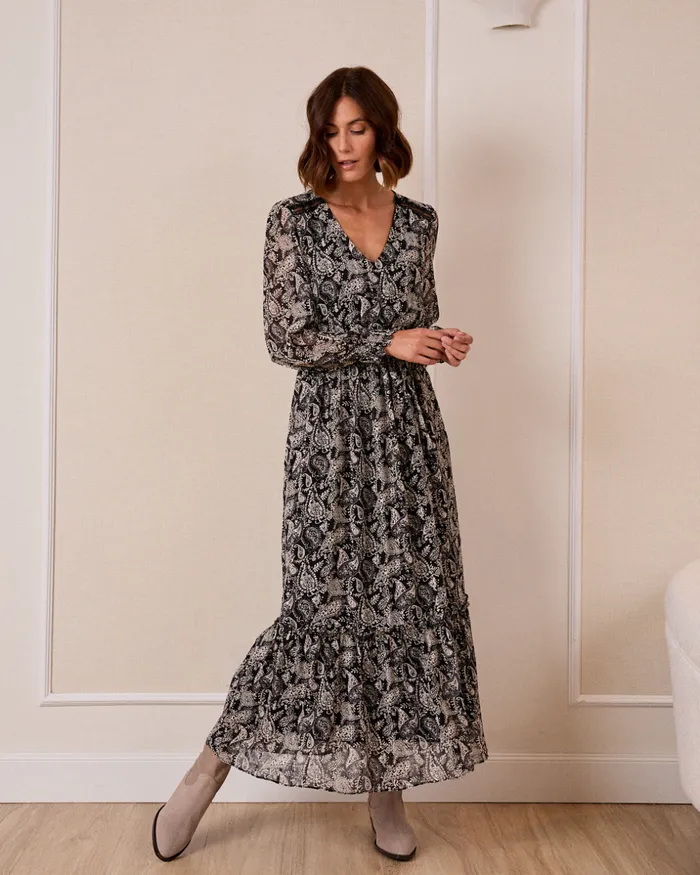 Eirene Print Dress Black Women Polin Et Moi Dresses And Jumpsuits