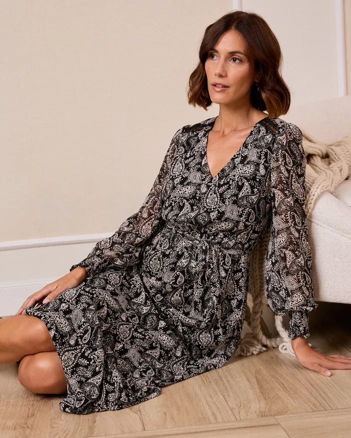 Eirene Print Dress Black Women Polin Et Moi Dresses And Jumpsuits Eirene Print Dress Black Women Polin Et Moi Dresses And Jumpsuits
