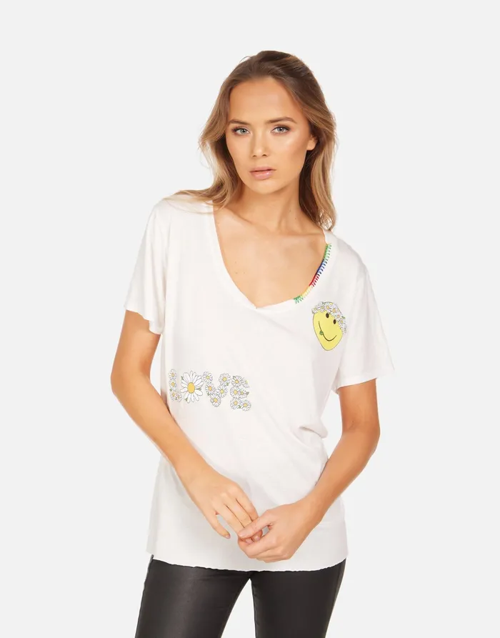 Elara Happy Daisy Peace Milk Women039s Lauren Moshi Short Sleeve