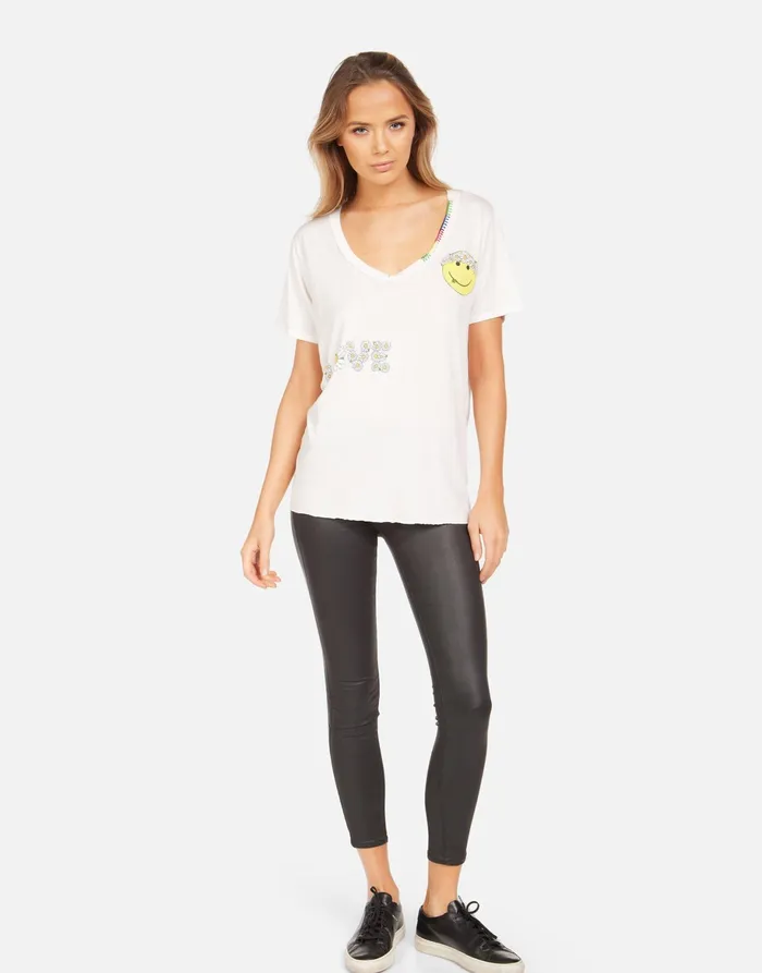 Elara Happy Daisy Peace Milk Women039s Lauren Moshi Short Sleeve