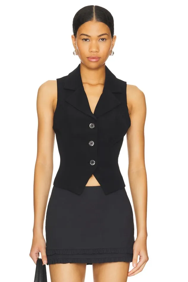 Elena Vest Top Black Women Lovers Friends Tops
