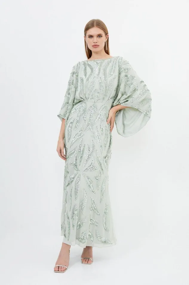 Embellished Woven Maxi Dress Sage Women Karen Millen Dresses