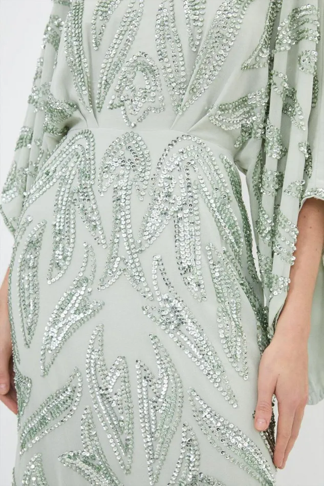 Embellished Woven Maxi Dress Sage Women Karen Millen Dresses