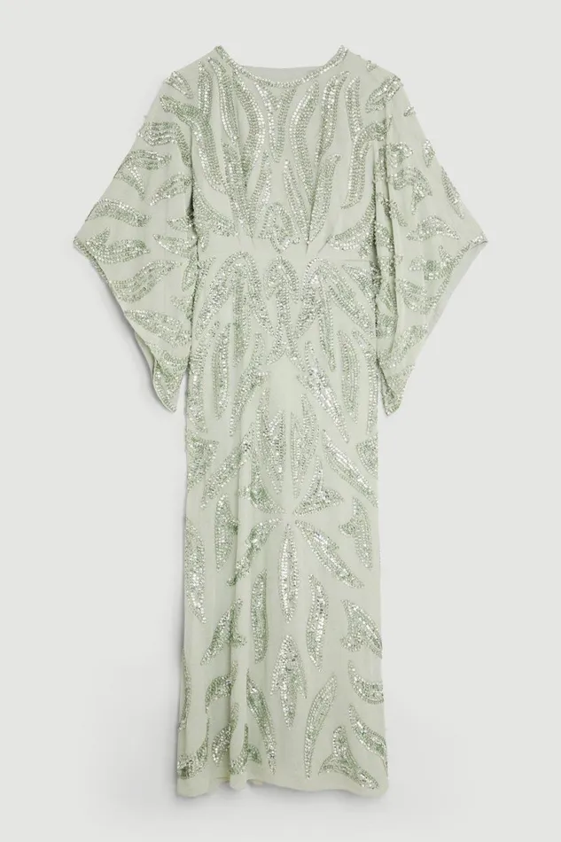 Embellished Woven Maxi Dress Sage Women Karen Millen Dresses