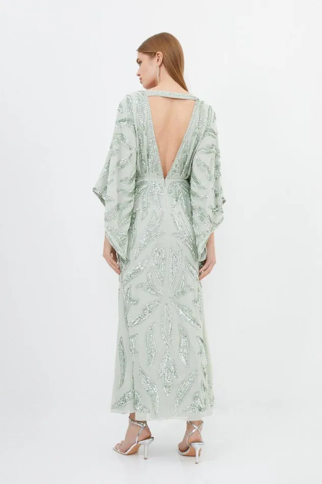 Embellished Woven Maxi Dress Sage Women Karen Millen Dresses