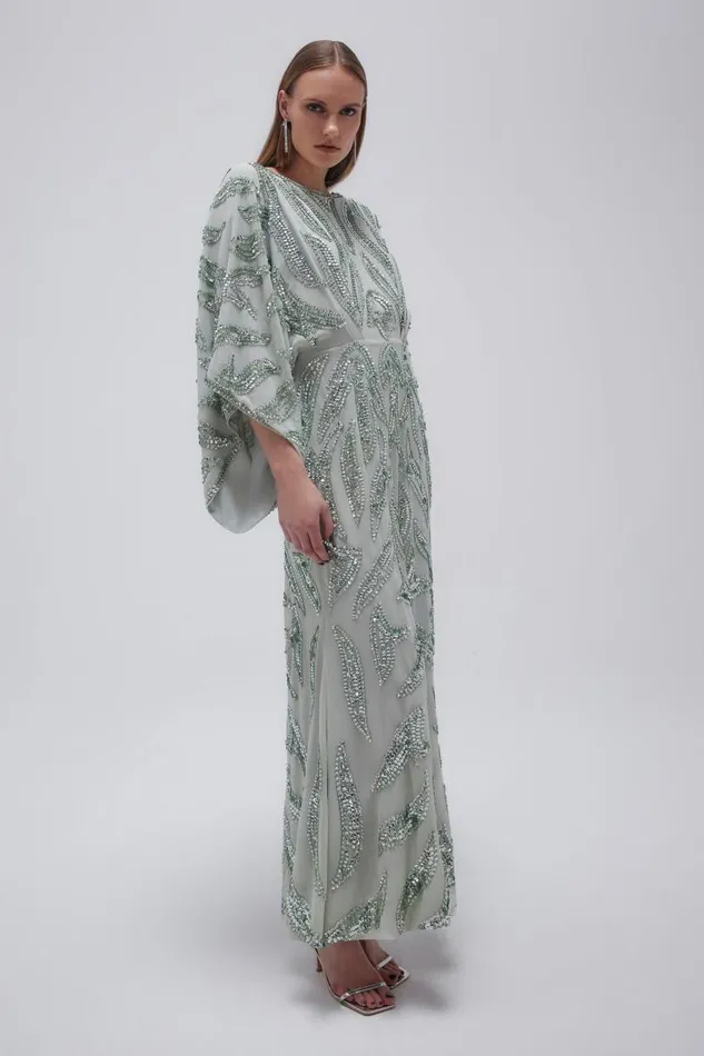 Embellished Woven Maxi Dress Sage Women Karen Millen Dresses